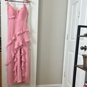 Elegant Pink Ruffle Dress